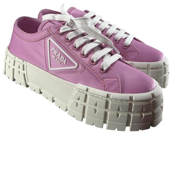 Double Wheel Recycled Nylon Gabardine Donna Pink Platform Sneaker e362 - Picture 1 of 12